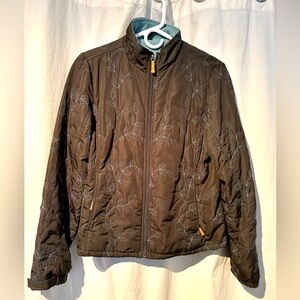 Eddie Bauer quilted and embroidered fleece-lined jacket. Size S.